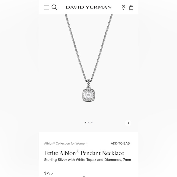 Authentic David Yurman Petite Albion White Topaz Diamond Sterling Necklace 🤍🩶🌻 - Picture 5 of 14